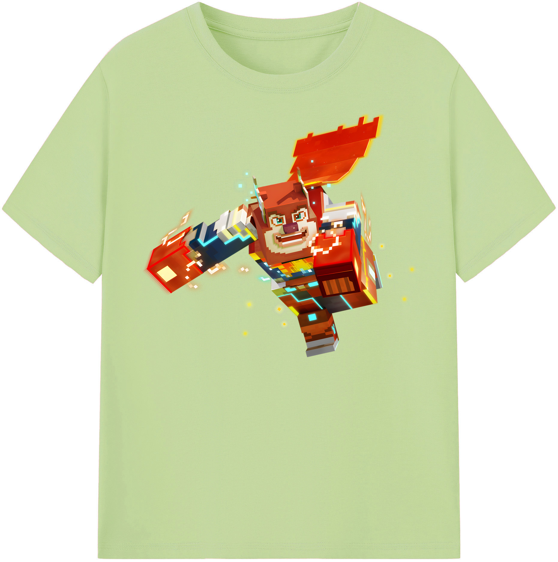 （画像用） マインクラフト ブロックの世界 Minecraft MC Block world 綿100％半袖Tシャツ（フロントプリント）